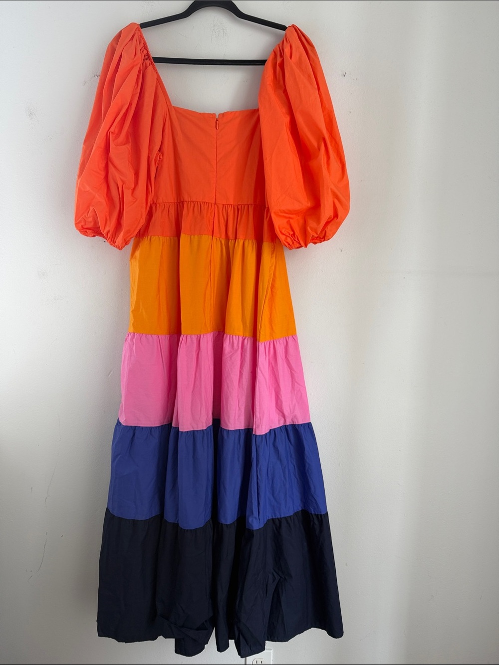 Farm Rio x Anthropologie color block square neck puff sleeve maxi dress sz M NEW - Picture 7 of 7